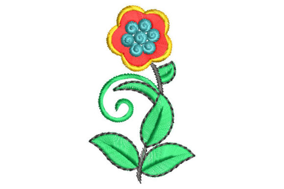 Colorful Flower with Green Leaves